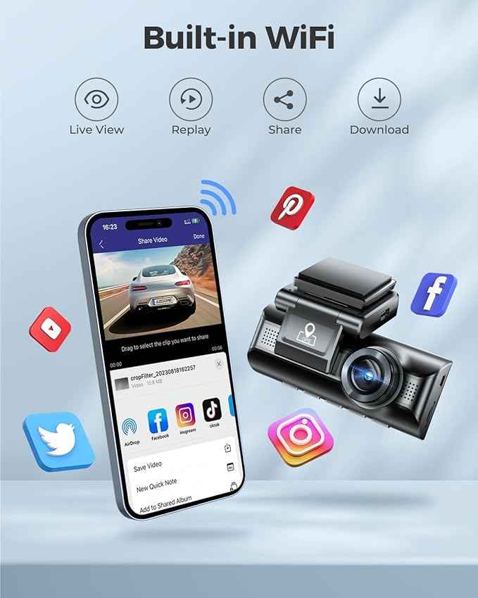 Azdome DashCam M550 MAX 4K 3CH (REAR CAMERA 2K) with 3.19" Screen WDR Night Vision 24H Parking Mode