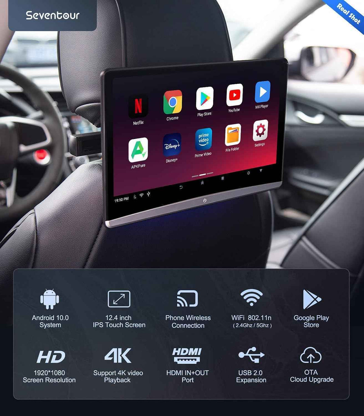 HEAD REST 13.5INCH 8GB RAM 128GB STORAGE ANDROID