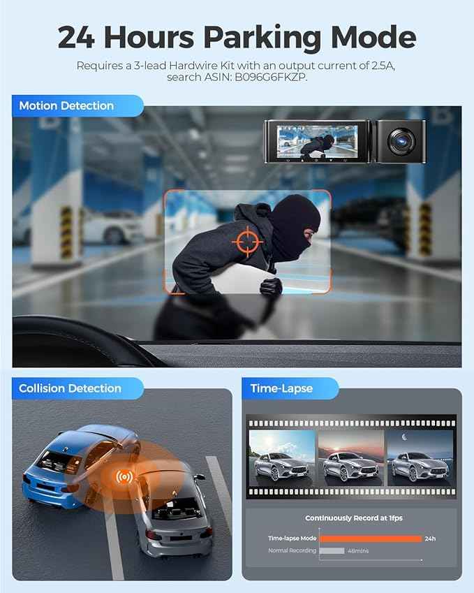 Azdome DashCam M550 MAX 4K 3CH (REAR CAMERA 2K) with 3.19" Screen WDR Night Vision 24H Parking Mode