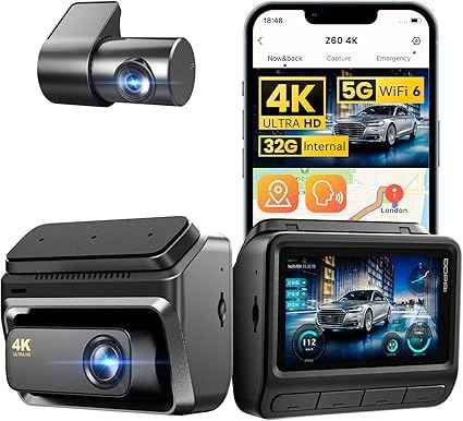 DDPAI N5 Dual 4K Dash Camera with GPS Logger, 2160P 4K Front & 1080P Rear, F1.8 with NightVIS 5G Lens, 260° Coverage, G-Sensor, WiFi, Super-Capacitor, in-Built 32GB eMMC & Upto 512GB External Storage