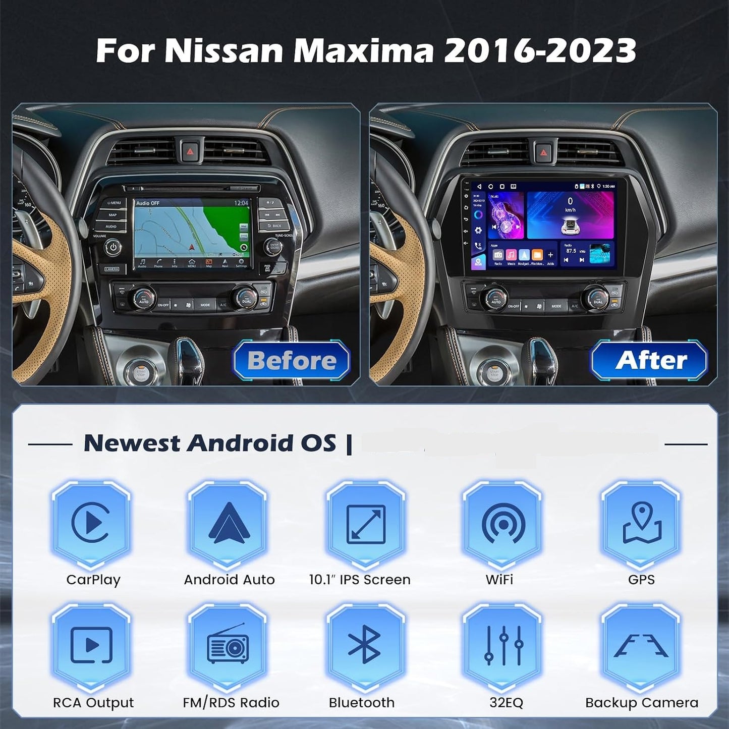 Nissan Maxima 2016 carplay android stereo support GPS Navigation/WiFi/Hotspot/Bluetooth/Hands-free Calling/Split Screen/Mirror Link