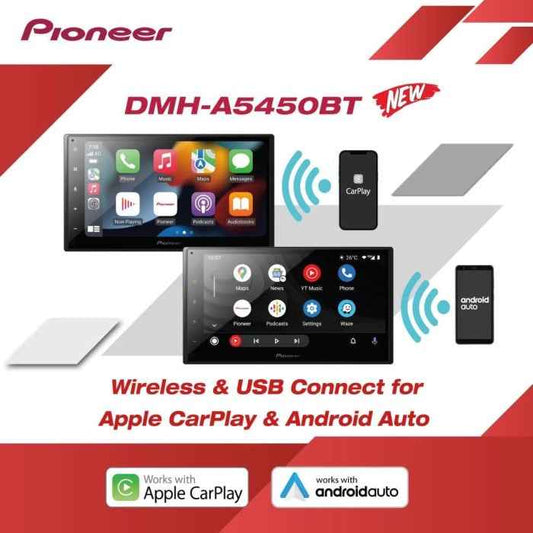 PIONEER DMH-A5450BT 6.8″ AV Receiver with Wireless Apple CarPlay, Wireless Android Auto and Mirroring by Weblink Cast .