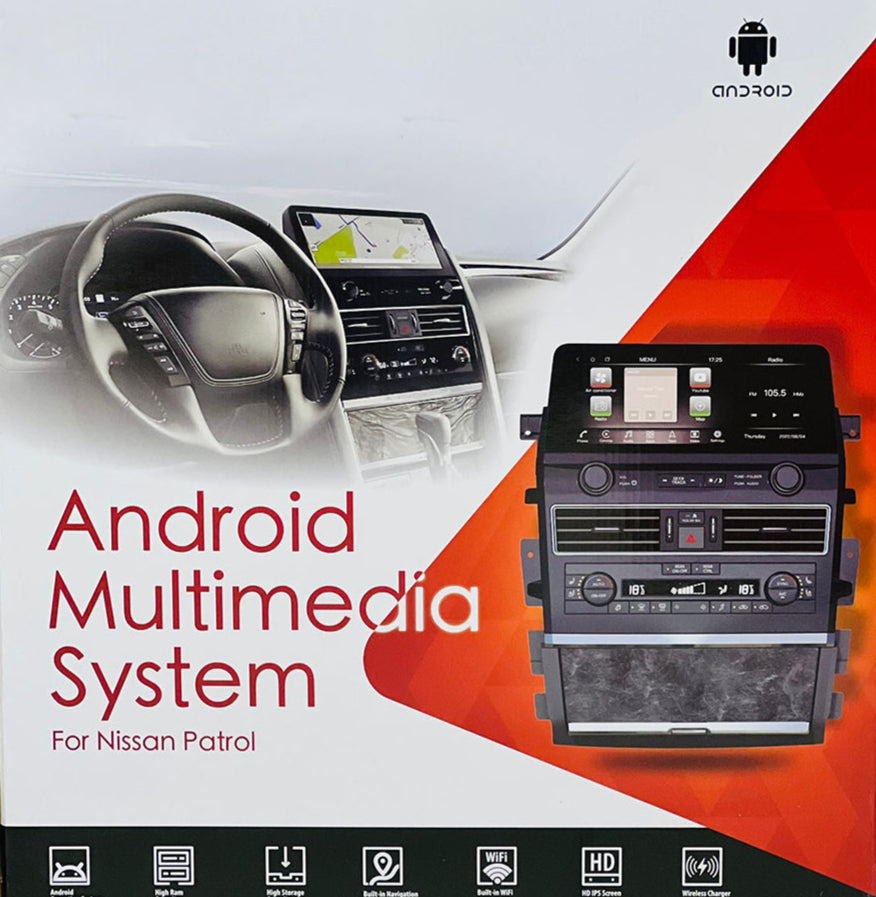 NISSAN PATROL ANDROID MULTIMEDIA WIRLESS CHARGER 2013 - 2022 4GB RAM 32GB INTERNAL MEMORY 12inch Android Screen