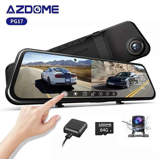 Azdome PG17 2CH Mirror Dash Cam 4K with 12" Touch Screen 64GB منظرة الداش كام الذكية أزدوم