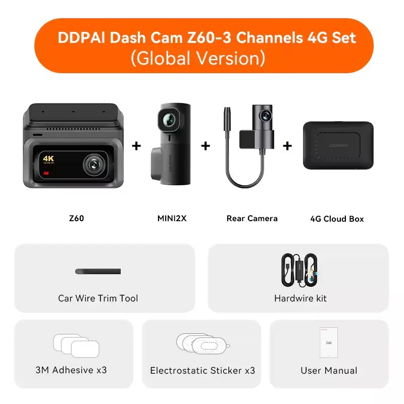 DDPAI Z60 Dashcam - Superior 4K Triple Channel Recording