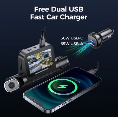 Azdome DashCam M660 4K 3CH or 4CH ULTRA HD with Smart Voice Control 128GB eMMC 24H Parking Mode أزدوم داش كام 4K M660 - أحدث إصدار داش كام 4 كاميرات 360 درجة
