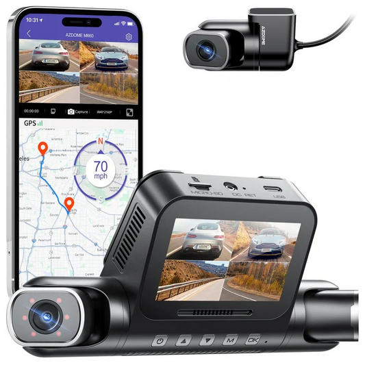 Azdome DashCam M660 4K 3CH or 4CH ULTRA HD with Smart Voice Control 128GB eMMC 24H Parking Mode أزدوم داش كام 4K M660 - أحدث إصدار داش كام 4 كاميرات 360 درجة