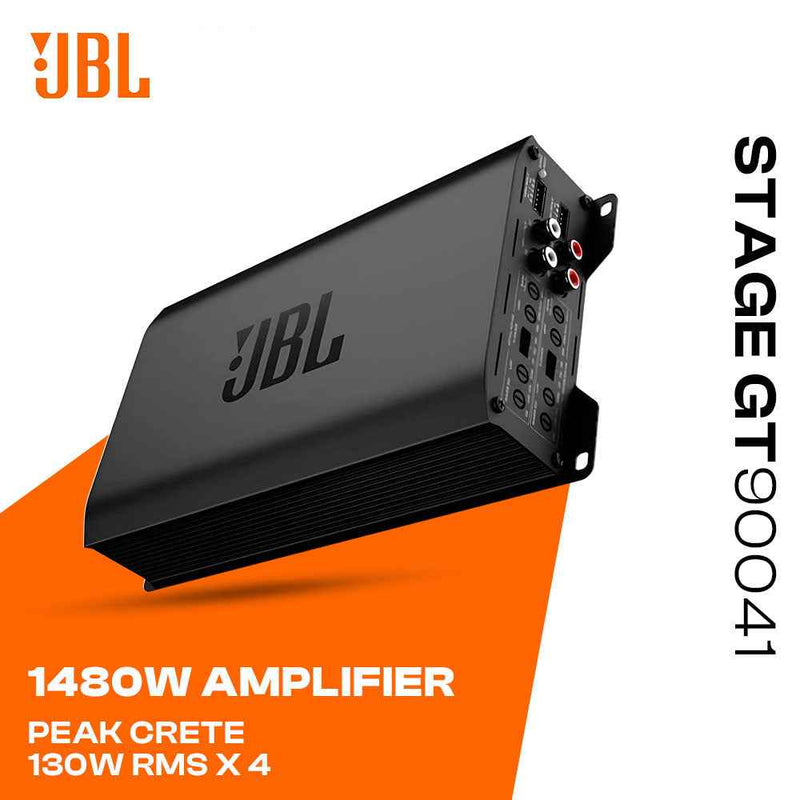 JBL STAGE GT 90041 1480W PEAK CRETE 4 CHANNEL COMPACT CLASS D130W RMS PER CHANNEL CAR AMPLIFIER.