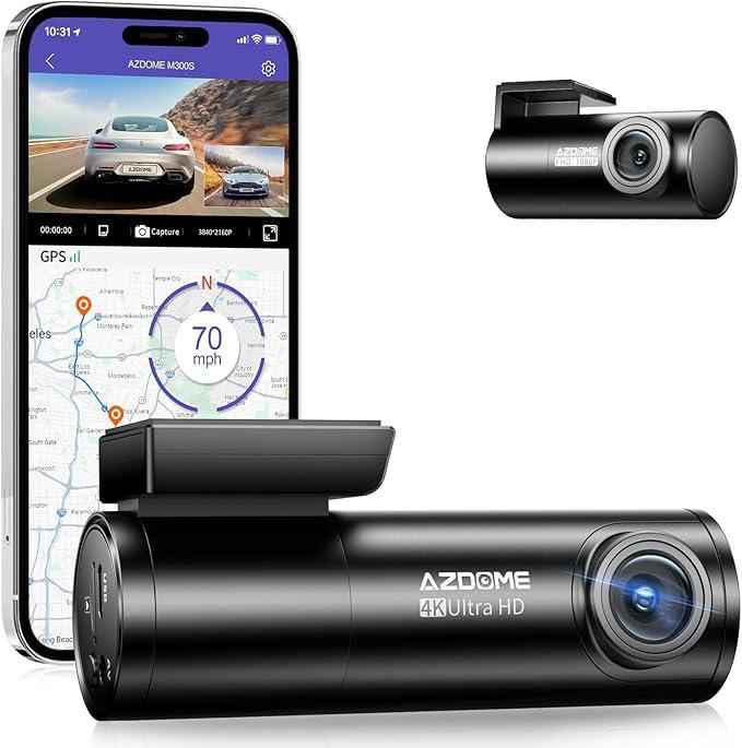 Dashcam AZDOME M300S 4K FRONT AND REAR GPS VOICE CONTROL WDR NIGHT VISION G-SENSOR
