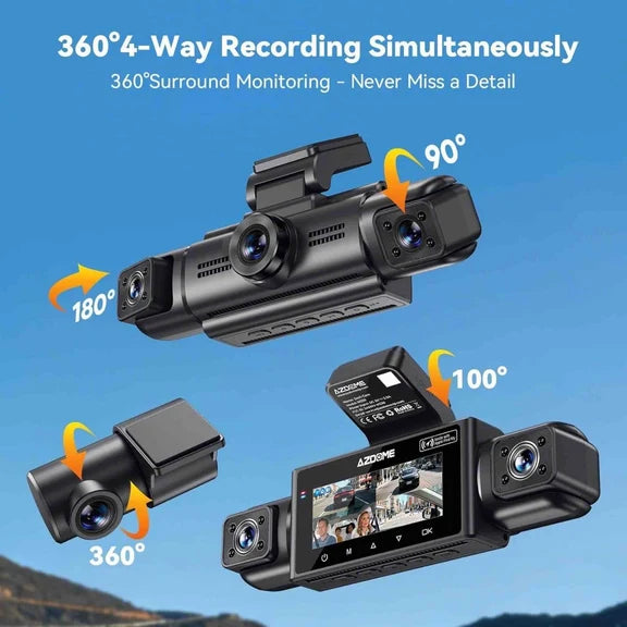 AZDOME M350 4CH Apple Tracking Dash Cam with 5G WiFi