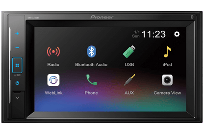 Pioneer DMH-A245BT Car Stereo, 15.7 cm (6.2") WVGA Transparent Resistive Touchscreen, BT/USB/AUX/Radio, WebLink - Mirroring, Full HD Video - USB Devices, 13-Band EQ, 3 Pre-Outputs (2V), 50 MOSFET