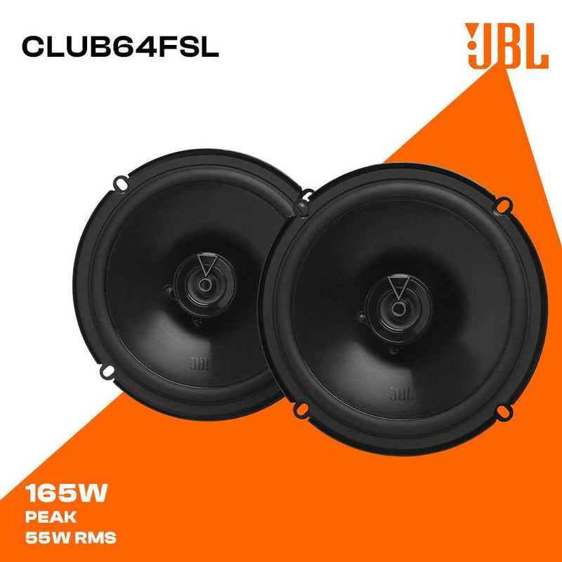 JBL Club 64FSL - Shallow-Mount 6-1/2" (160mm) Two-Way Car Speaker, 55W RMS, 165W Peak.