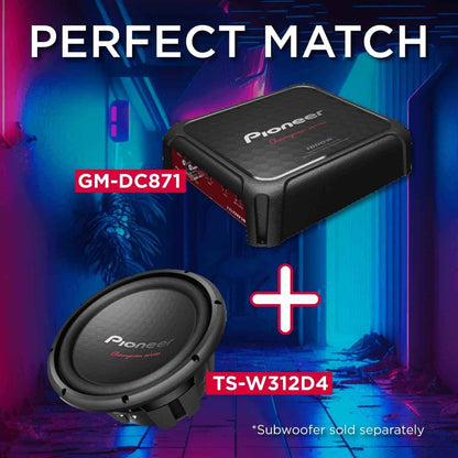 Pioneer GM-DC871 Champion Series Class-D Mono Amplifier – 1600W Max Power Monoblock Car Subwoofer Amplifier