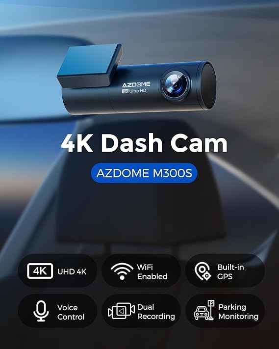 Dashcam AZDOME M300S 4K FRONT AND REAR GPS VOICE CONTROL WDR NIGHT VISION G-SENSOR