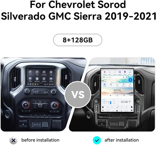 CHEVROLET SILVERADO GMC SIERRA 2019-2021 TESLA 8GB RAM 128GB STORAGE ANDROID سيلفرادو جي ام سي سييرا أندرويد