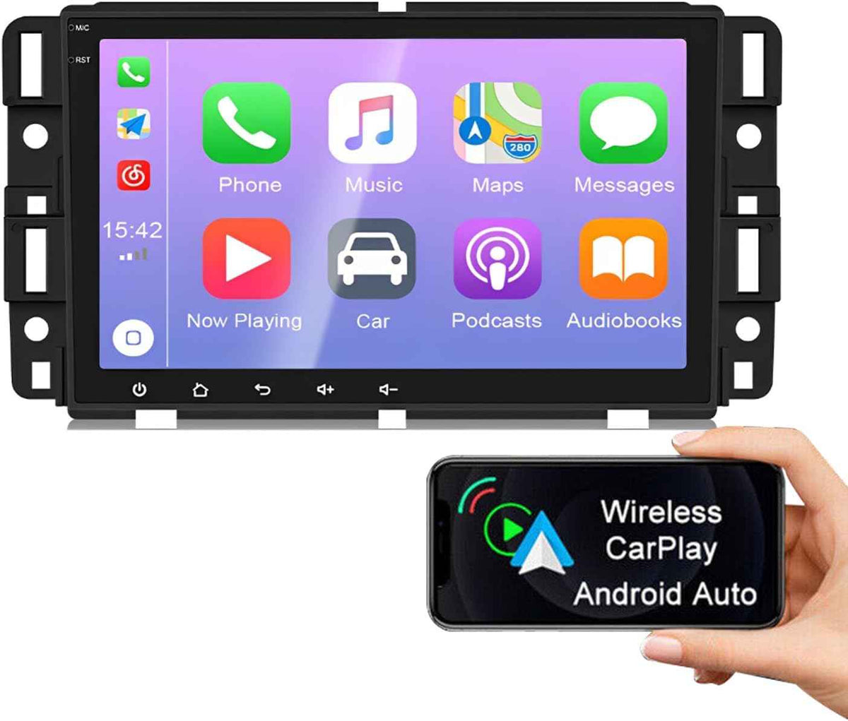Chevrolet/GMC 8inch 4GB RAM 64GB STORAGE HD Touch Screen Car Radio Stereo Multimedia Player with Wireless Carplay Android Auto with GPS/FM/WiFi/USB/SWC