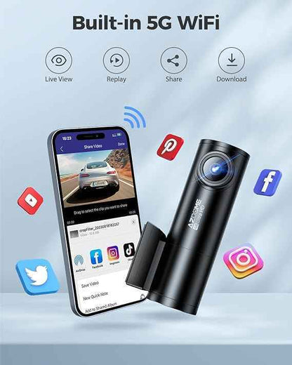 Dash Cam AZDOME M300S 4K Front and Rear GPS Voice Control WDR Night Vision G-Sensor