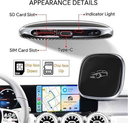 CAR PLAY AI BOX WIRLESS ANDROID 13 8GB RAM 128GB STORAGE FIVE STAR قطعة تحويل الكاربلاي