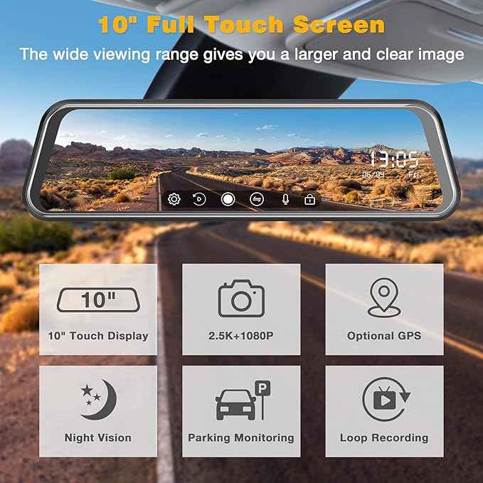 Dashcam MIRROR FULL SCREEN DUAL CAMERA 2K (MR 2CAM) .
