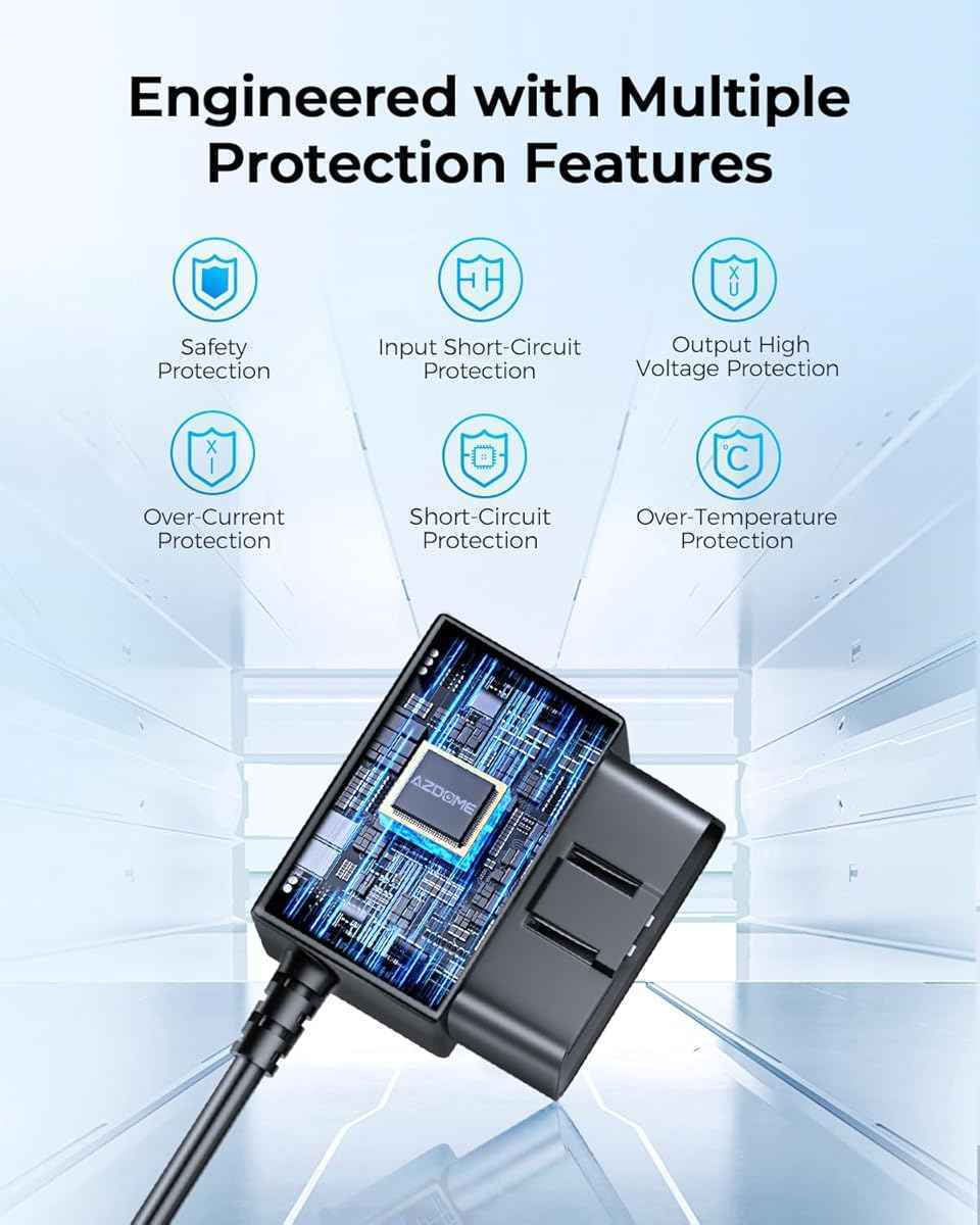 AZDOME Mini-USB Port OBD Hardwire Kit for Dash Cam, Easy to Install ...