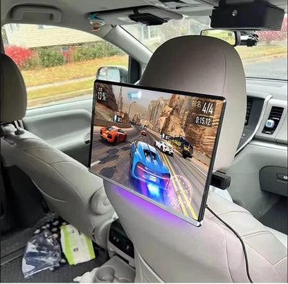 Universal 10.6-inch car headrest screen, 3+32GB ROM, Android 13 multimedia player, HDMI input for games and laptops, HDMI output for external screens, Bluetooth headset support