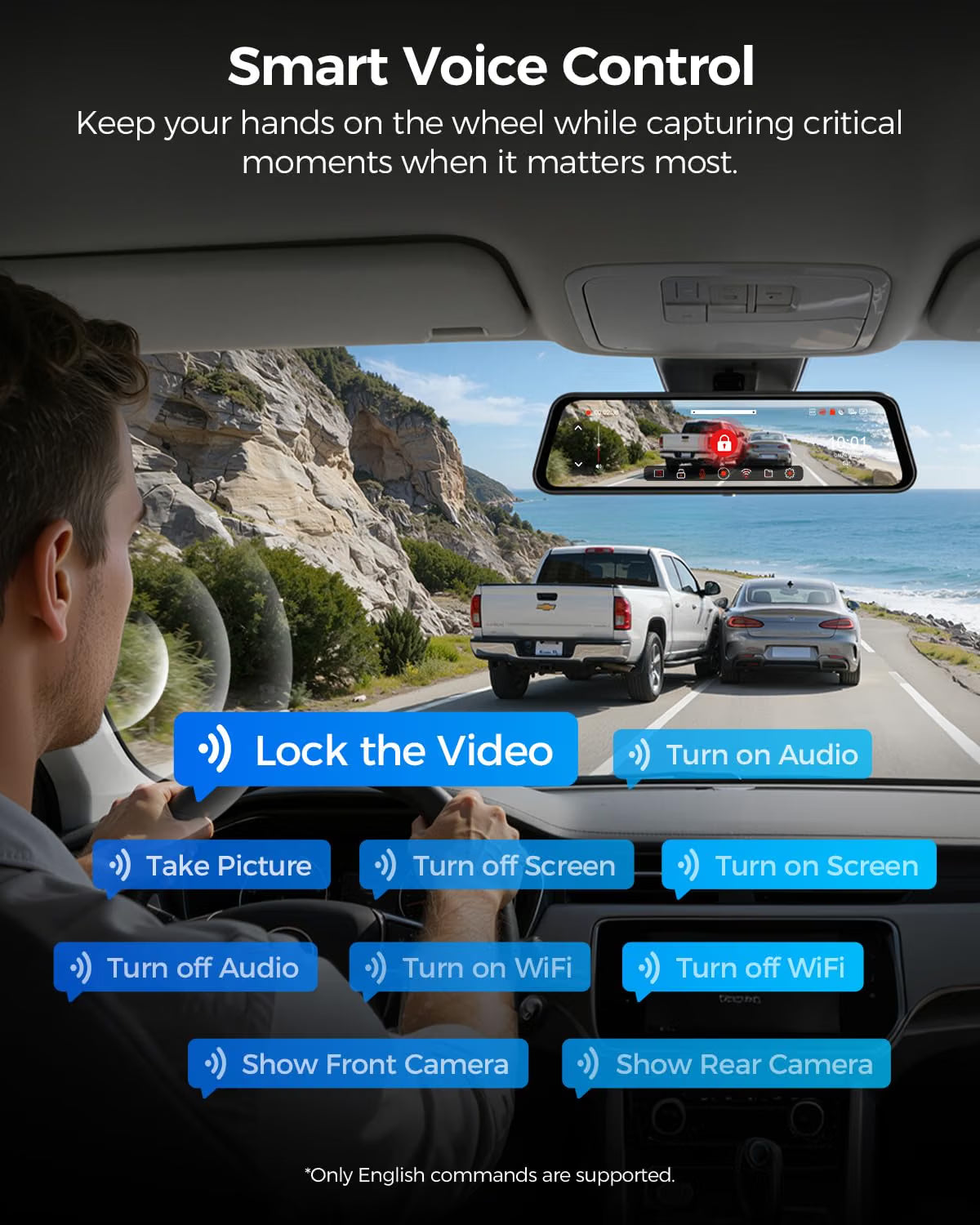 AZDOME PG17 Ultra 4K+4K 2CAMERA Mirror Dash Cam, Rear View Mirror Camera