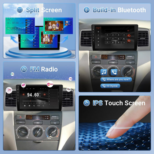 Car Stereo Radio for Toyota Corolla 2003- 2008 9inch Screen for Corolla with Carplay Android Auto Mirror Link GPS Backup Camera FM Bluetooth