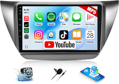 Mitsubishi Lancer 2002-2007 with Wireless Apple CarPlay & Android Auto & YouTube, 9 Inch IPS Touchscreen Car Radio with Bluetooth