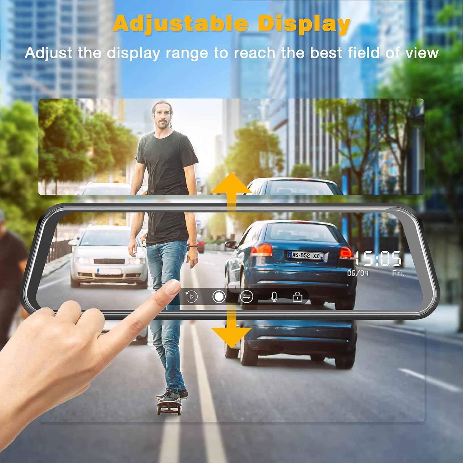 Dashcam MIRROR FULL SCREEN DUAL CAMERA 2K (MR 2CAM) .