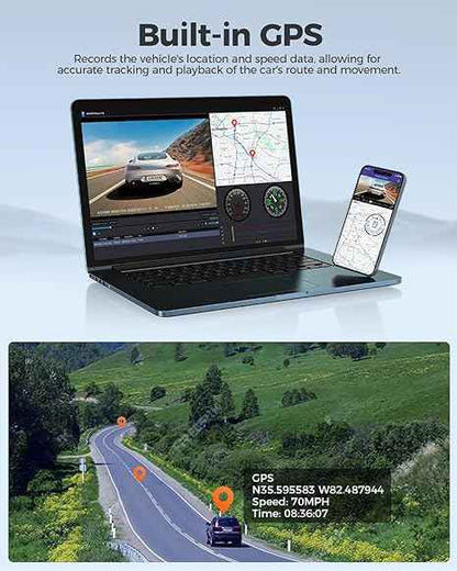 Azdome Dash Cam 5K M580 NEW - Latest Version 2CH with 4" Touch Screen IR Night Vision 24H Parking Mode (Copy)