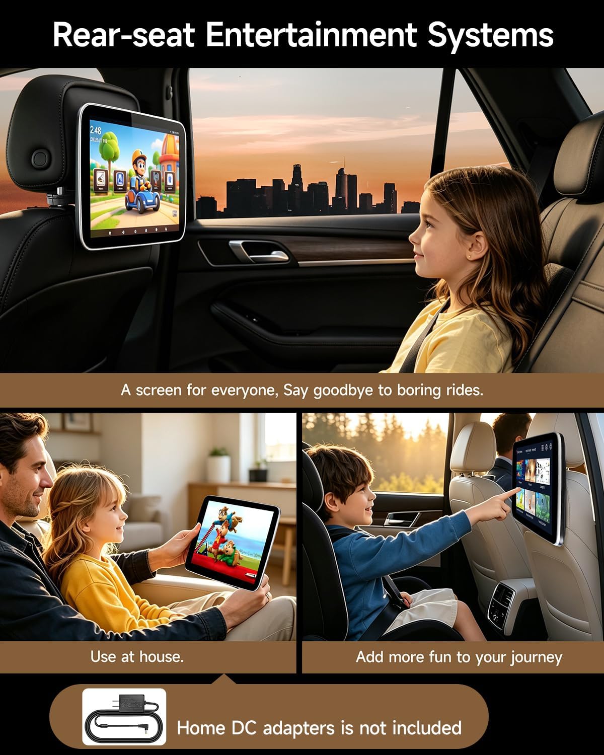 10.1'' Android Car TV 2GB RAM 32 STORAGE Headrest Monitor Entertainment System for Back Seat