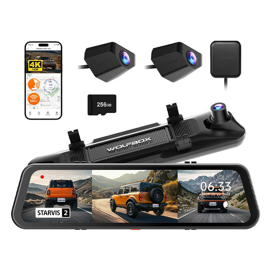 WOLFBOX G900 TRIPRO 4K+1080P+2.5K 3CH 12” NIRROR DASH CAM WITH  SONY STARVIS 2 IMX678 & 5G WiFi
