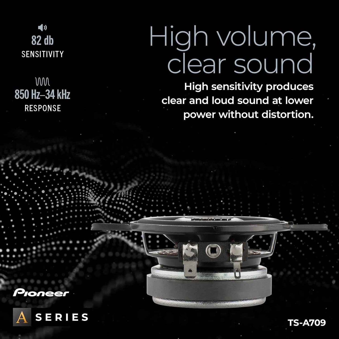 Pioneer TS-A709 A Series 2-3/4 inch Two-Way, 450W Max Power, 16mm Tweeter - Coaxial Speaker (Pair)