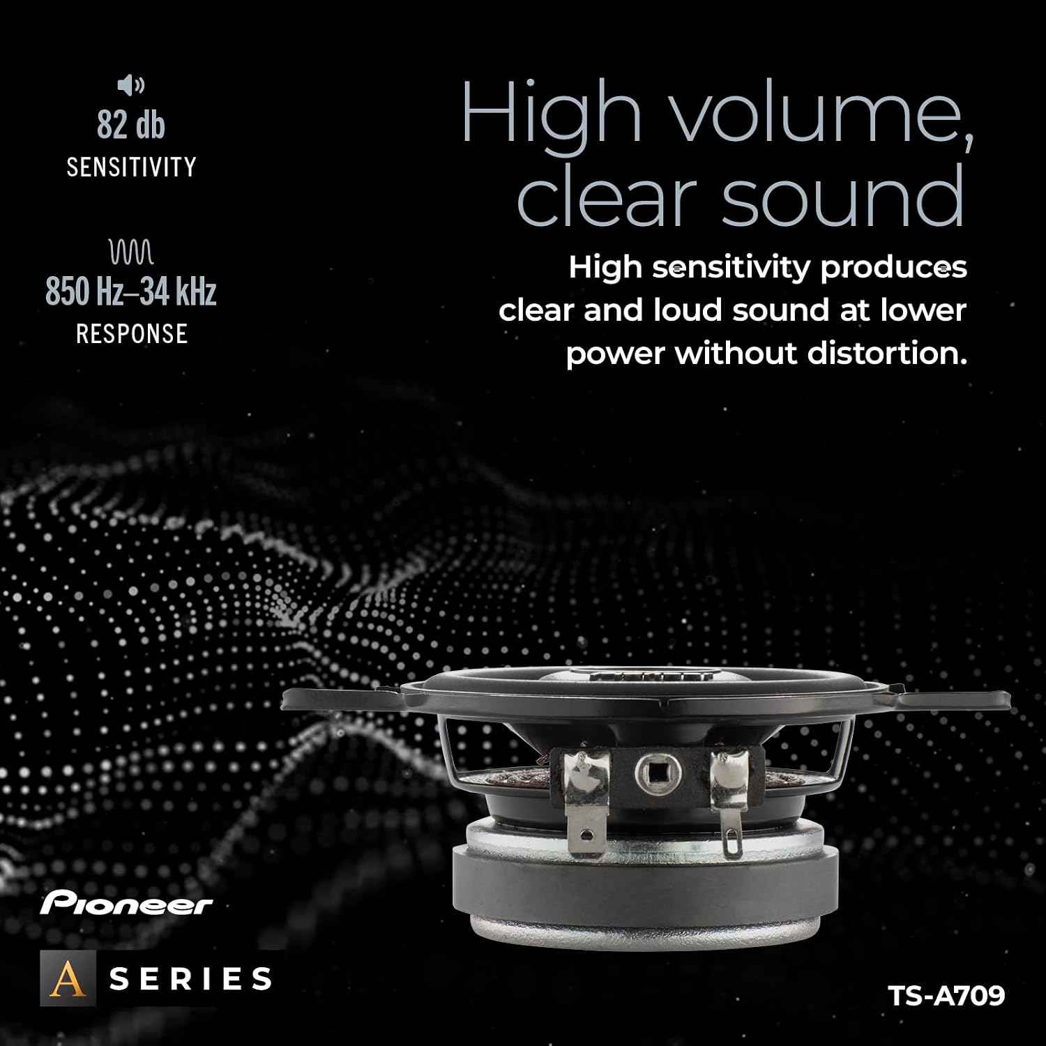 Pioneer TS-A709 A Series 2-3/4 inch Two-Way, 450W Max Power, 16mm Tweeter - Coaxial Speaker (Pair)