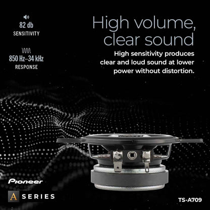 Pioneer TS-A709 A Series 2-3/4 inch Two-Way, 450W Max Power, 16mm Tweeter - Coaxial Speaker (Pair)