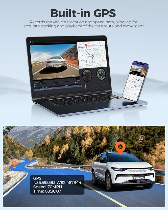 Azdome DashCam M550 MAX 4K 3CH (REAR CAMERA 2K) with 3.19" Screen WDR Night Vision 24H Parking Mode