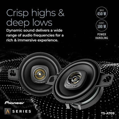 Pioneer TS-A709 A Series 2-3/4 inch Two-Way, 450W Max Power, 16mm Tweeter - Coaxial Speaker (Pair)