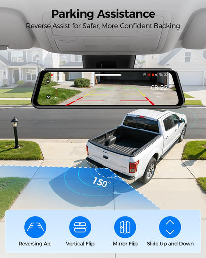AZDOME PG17 Ultra 4K+4K 2CAMERA Mirror Dash Cam, Rear View Mirror Camera