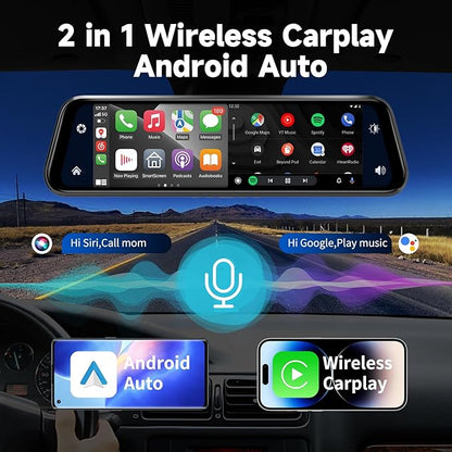 MIRROR 4K DASH CAM 9.66" CARPLAY / ANDROID AUTO