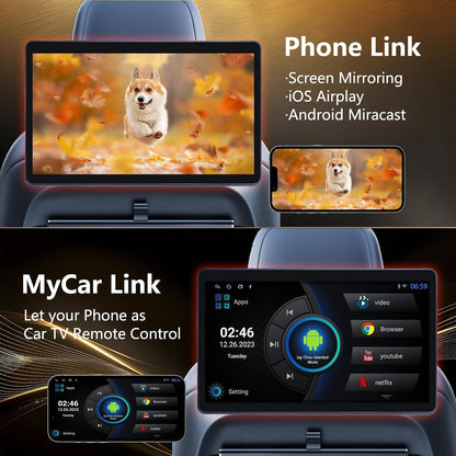 10.1" Car TV Headrest Monitor for Back Seat, Android Portable Rear Entertainment System , with WiFi/HDMI/USB/Video Player, 2G+32G