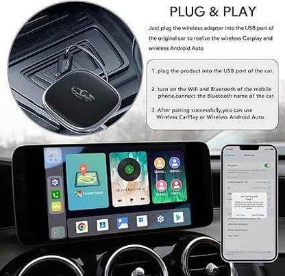 CAR PLAY AI BOX WIRLESS ANDROID 13 8GB RAM 128GB STORAGE FIVE STAR قطعة تحويل الكاربلاي