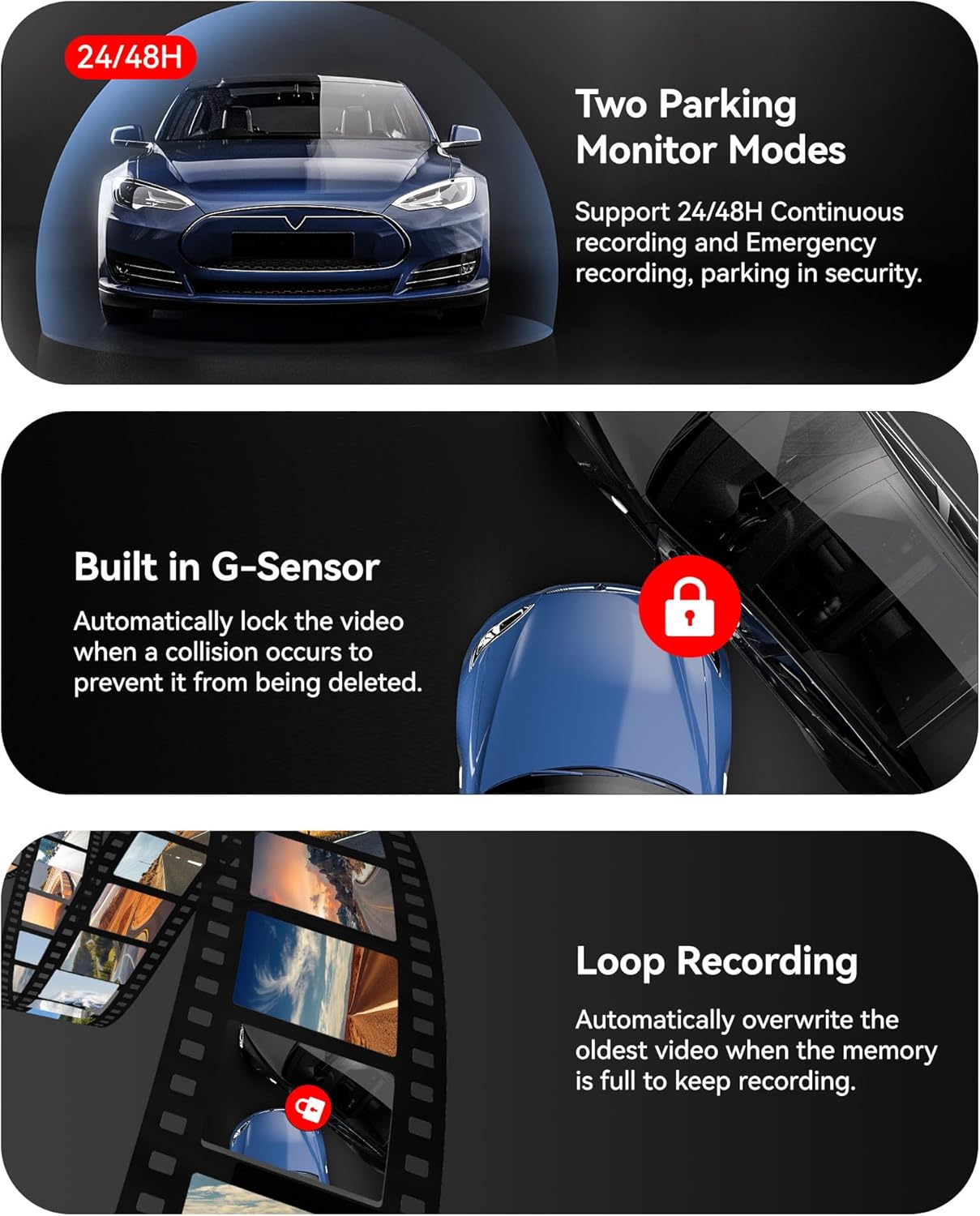 DASH CAM MIRROR 2 CAMERA 2CH 4K SQUIRE - FIVE STAR PLUS