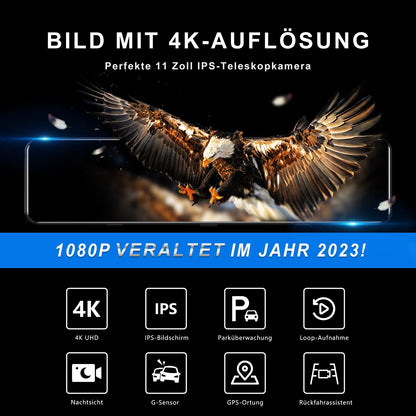 DASH CAM MIRROR 2 CAMERA 2CH 4K SQUIRE - FIVE STAR PLUS