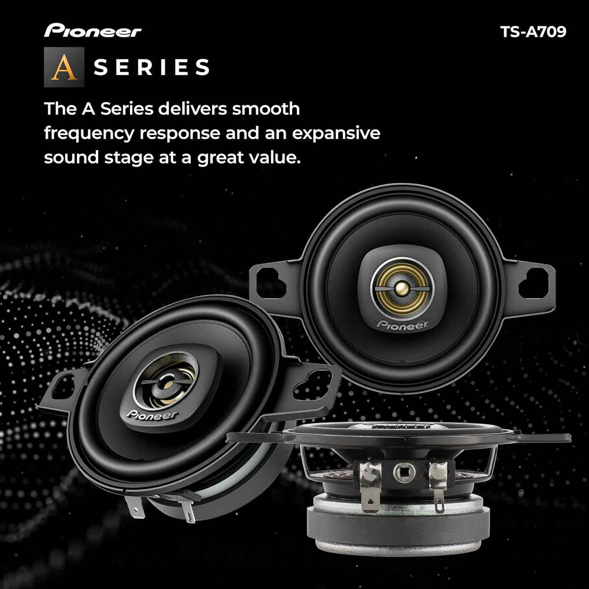 Pioneer TS-A709 A Series 2-3/4 inch Two-Way, 450W Max Power, 16mm Tweeter - Coaxial Speaker (Pair)