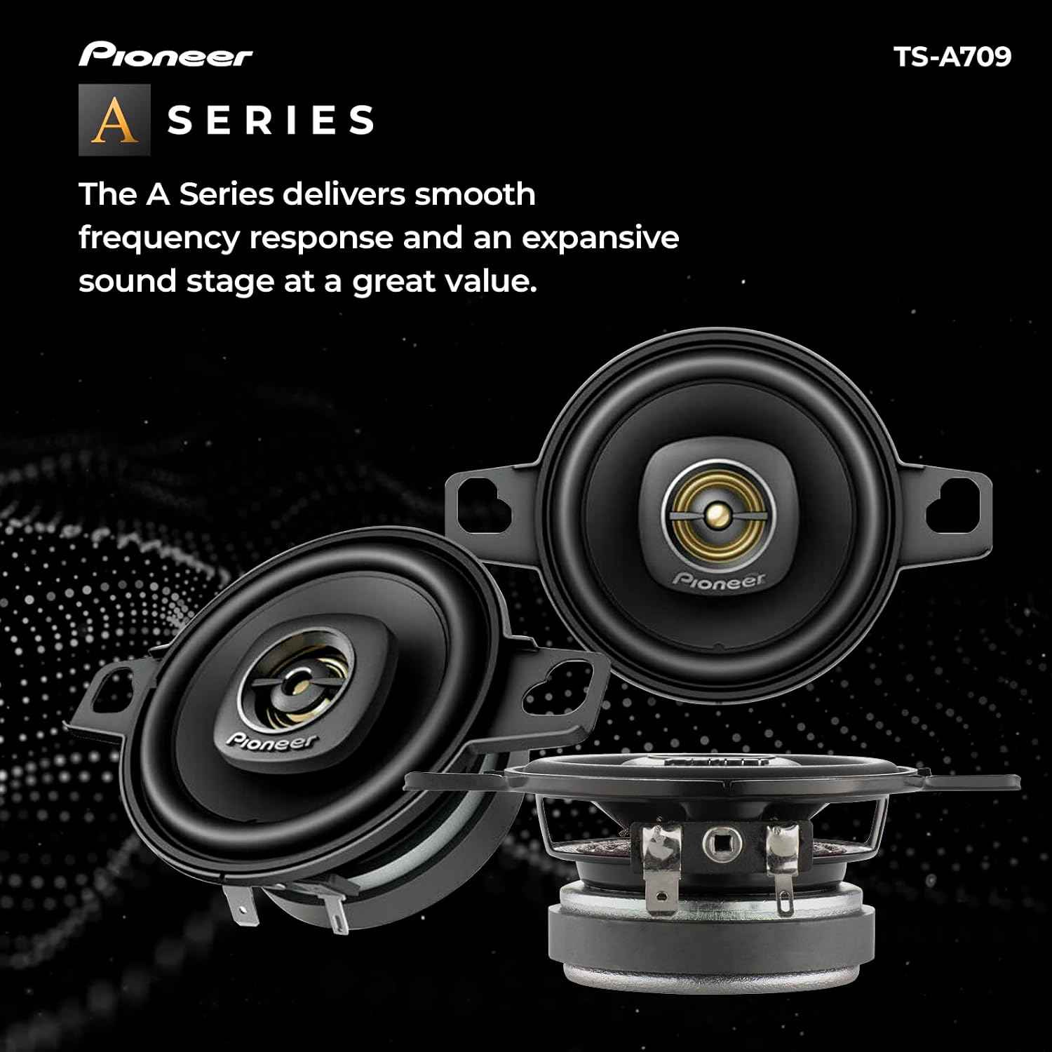 Pioneer TS-A709 A Series 2-3/4 inch Two-Way, 450W Max Power, 16mm Tweeter - Coaxial Speaker (Pair)