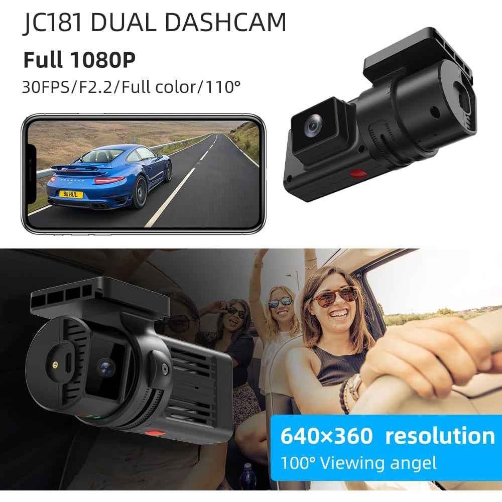 Jimi-Mini 4G Car Camera with Live Streaming, JC181, Dual Cameras, GPS Tracking, WiFi, Hotspot, Multiple Alarms, DVR, Dash Cam