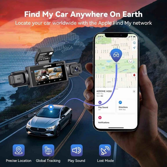 AZDOME M350 4CH Apple Tracking Dash Cam with 5G WiFi