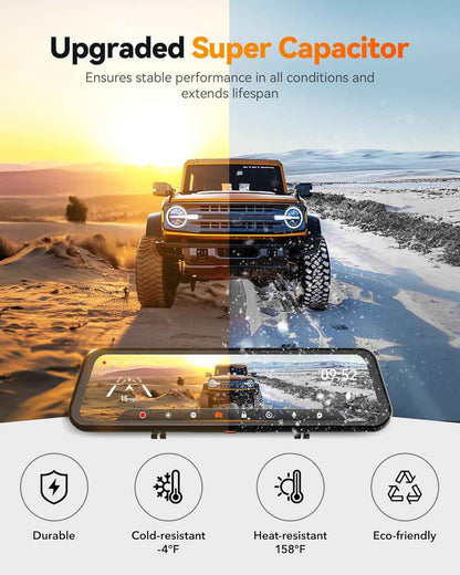 WOLFBOX G900 Tripro Cabin Version 2 Channel 4K Rear View Mirror Camera, STARVIS 2 IMX678 Night Vision,4K+1080P+2.5K Front Inside and Rear Mirror Dash Cam,5.8GHz WiFi,Voice Control