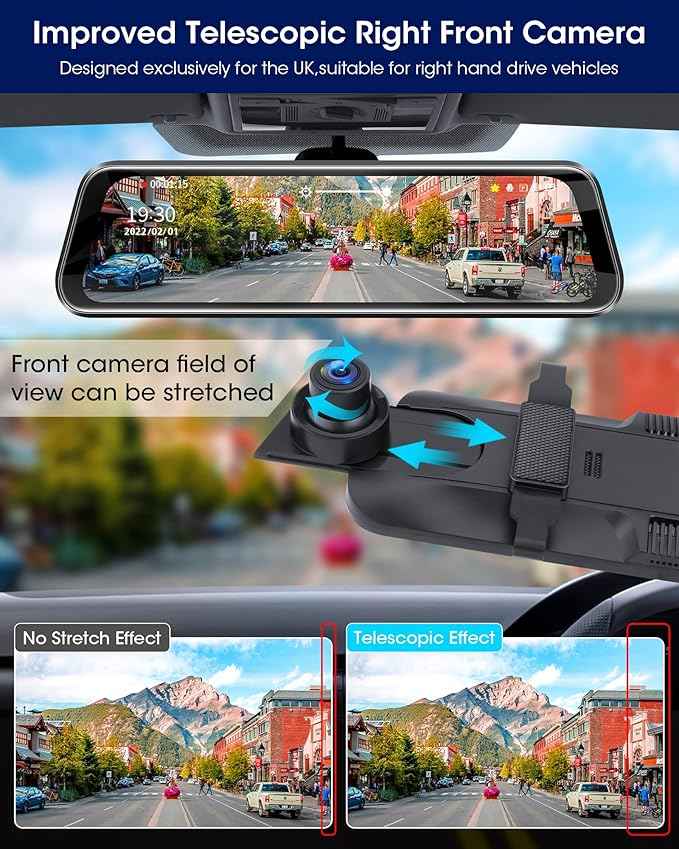 Dashcam AZDOME AR09 4K MIRROR Dashcam Screen 9.66"