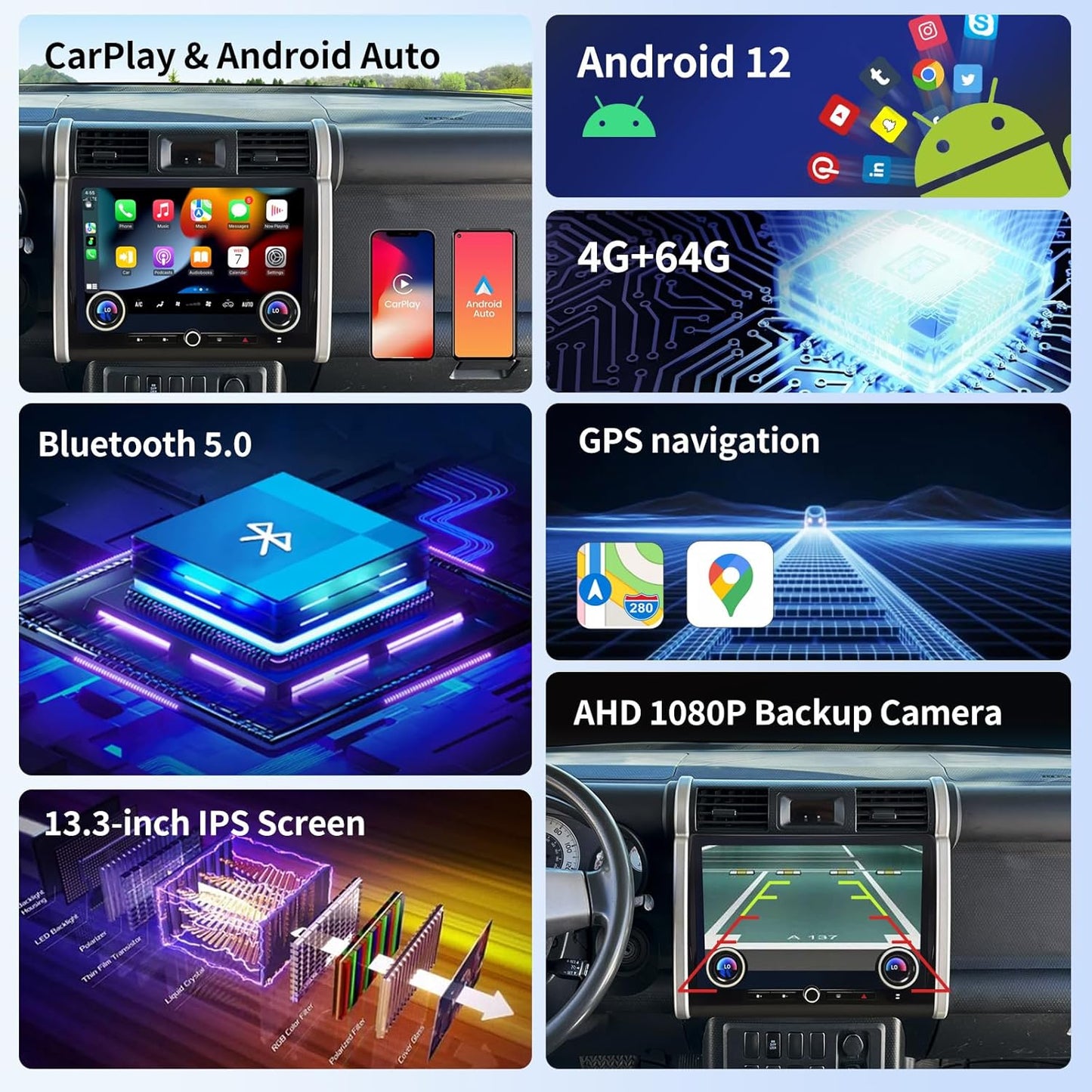 TOYOTA FJ 13.3" 2006-2020 SILVER/ BLACK 8GB RAM/128GB STORAGE (FJ 13.3INCH)